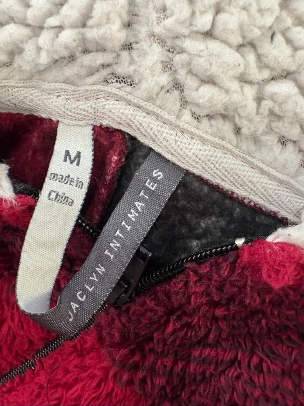 Cozy Buffalo Plaid Hooded Fleece Onesie - Red & Black